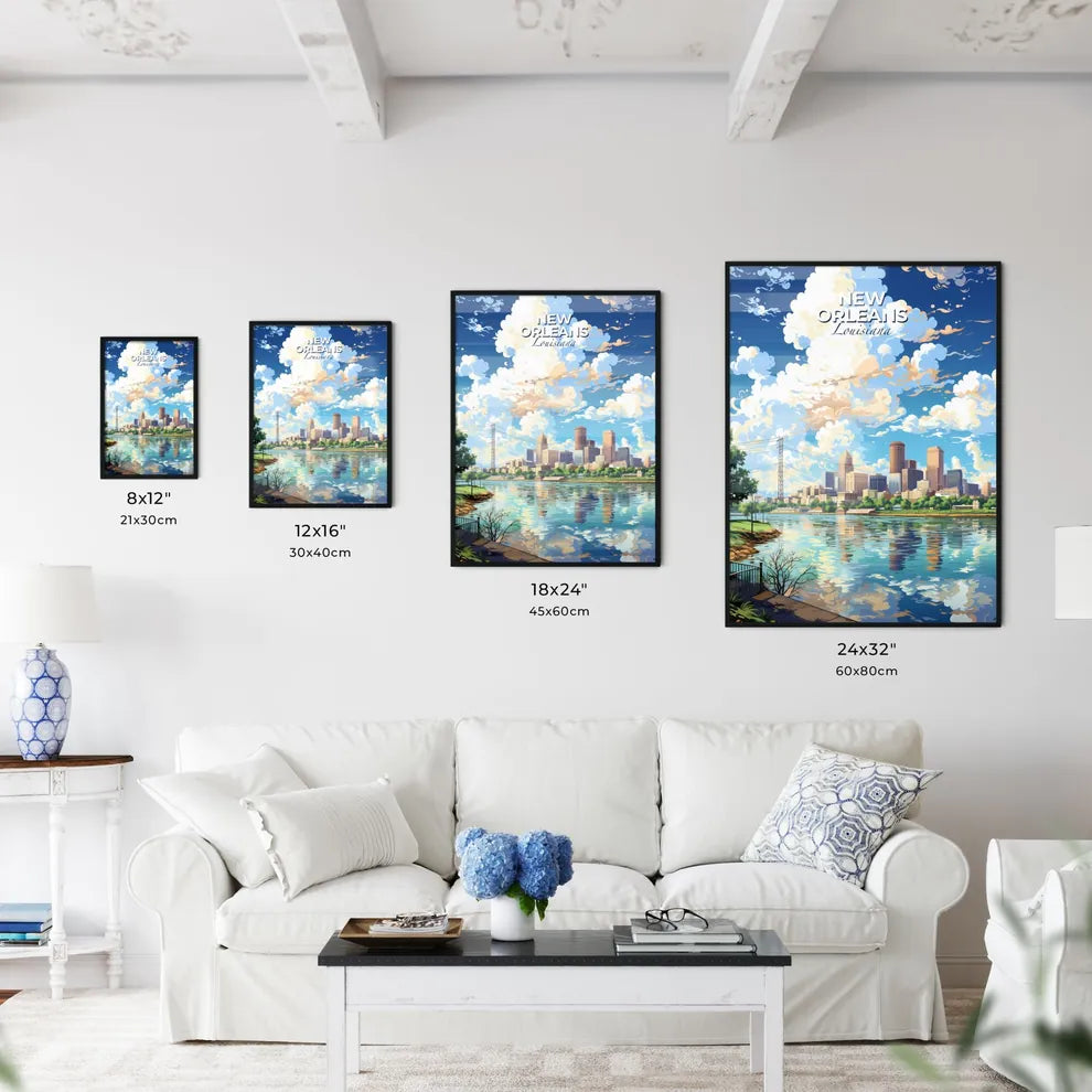 New Orleans Louisiana Skyline - A Water Body With A City In The Background - Customizable Travel Gift