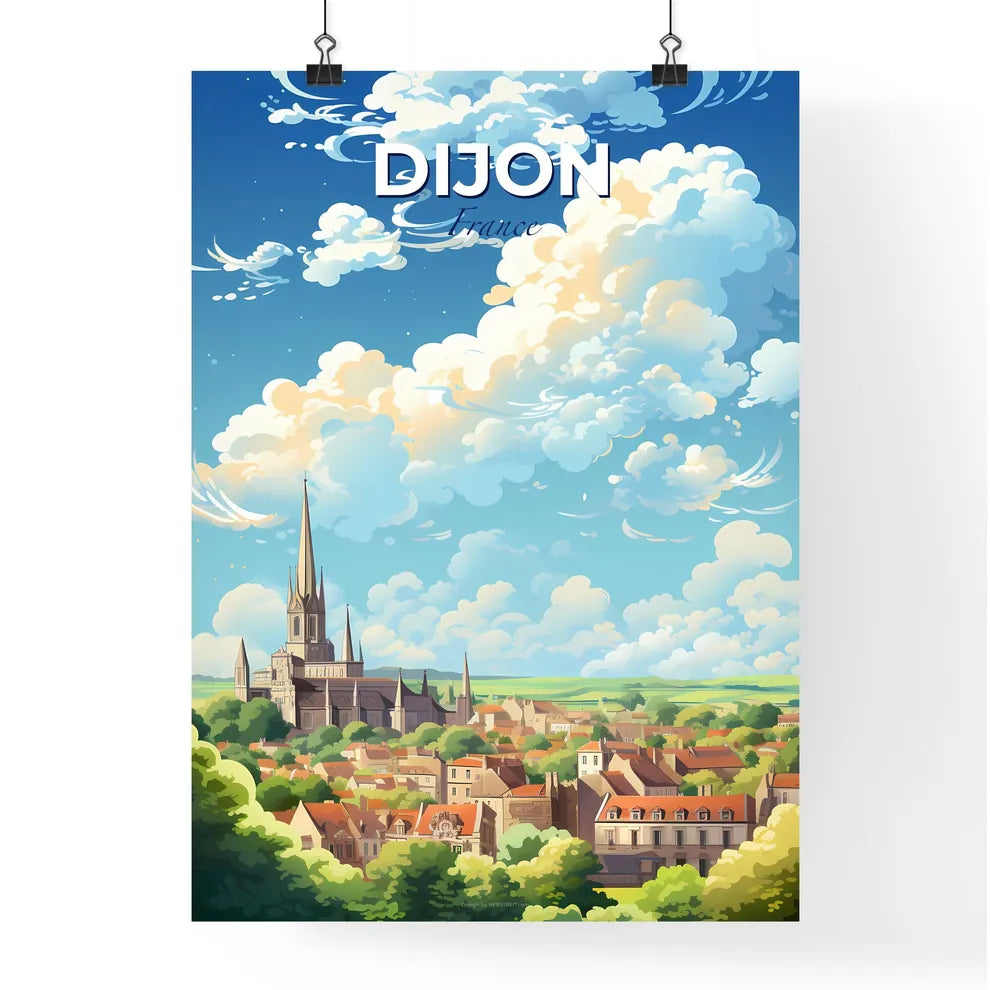 Dijon France Skyline - A City With A Church And Trees - Customizable Travel Gift Default Title