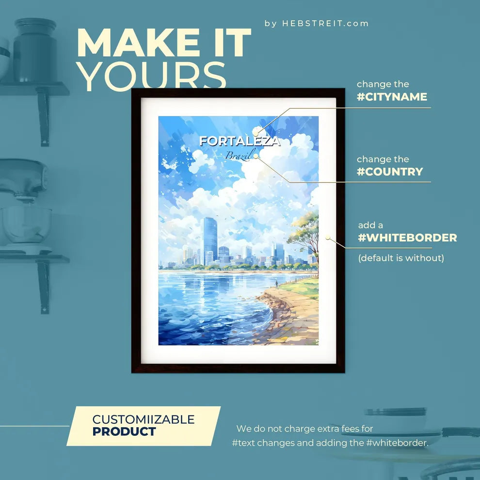 Fortaleza Brazil Skyline - A City By The Water - Customizable Travel Gift Default Title