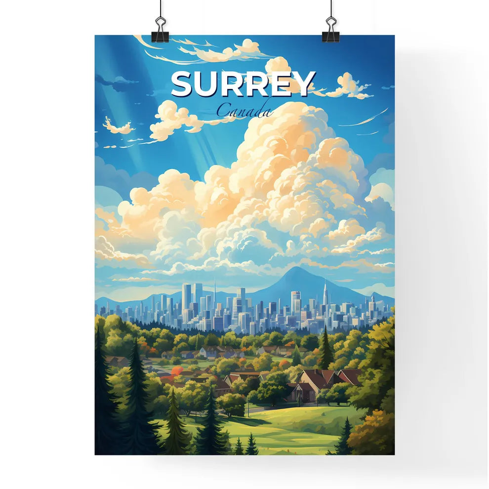 Surrey Canada Skyline - A City Landscape With Trees And Buildings - Customizable Travel Gift Default Title