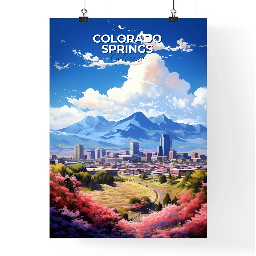 Colorado Springs Colorado Skyline - A City With Mountains In The Background - Customizable Travel Gift Default Title