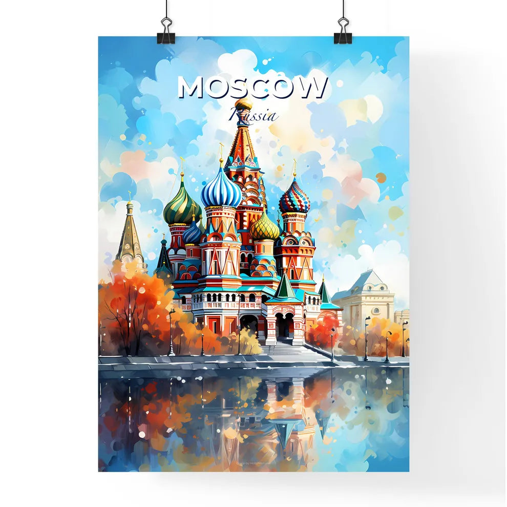 Moscow Russia Skyline - A Colorful Building With Trees And A Body Of Water - Customizable Travel Gift Default Title