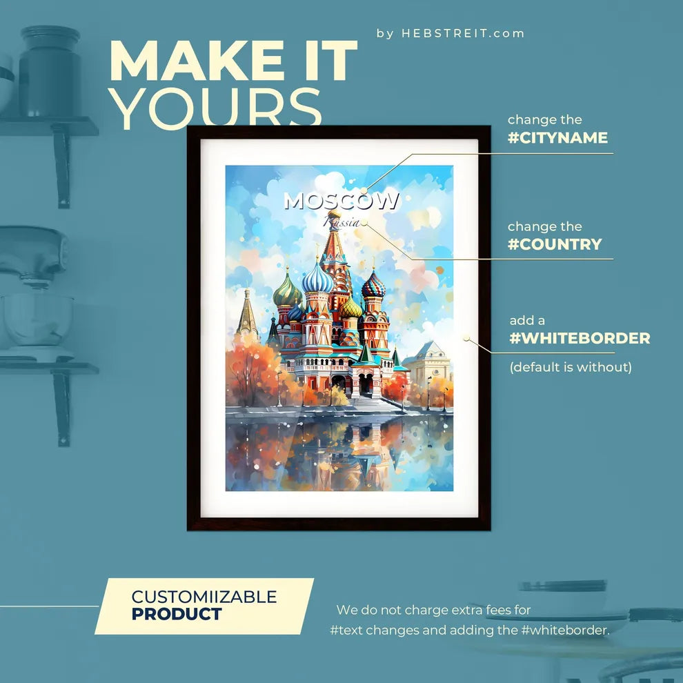 Moscow Russia Skyline - A Colorful Building With Trees And A Body Of Water - Customizable Travel Gift Default Title