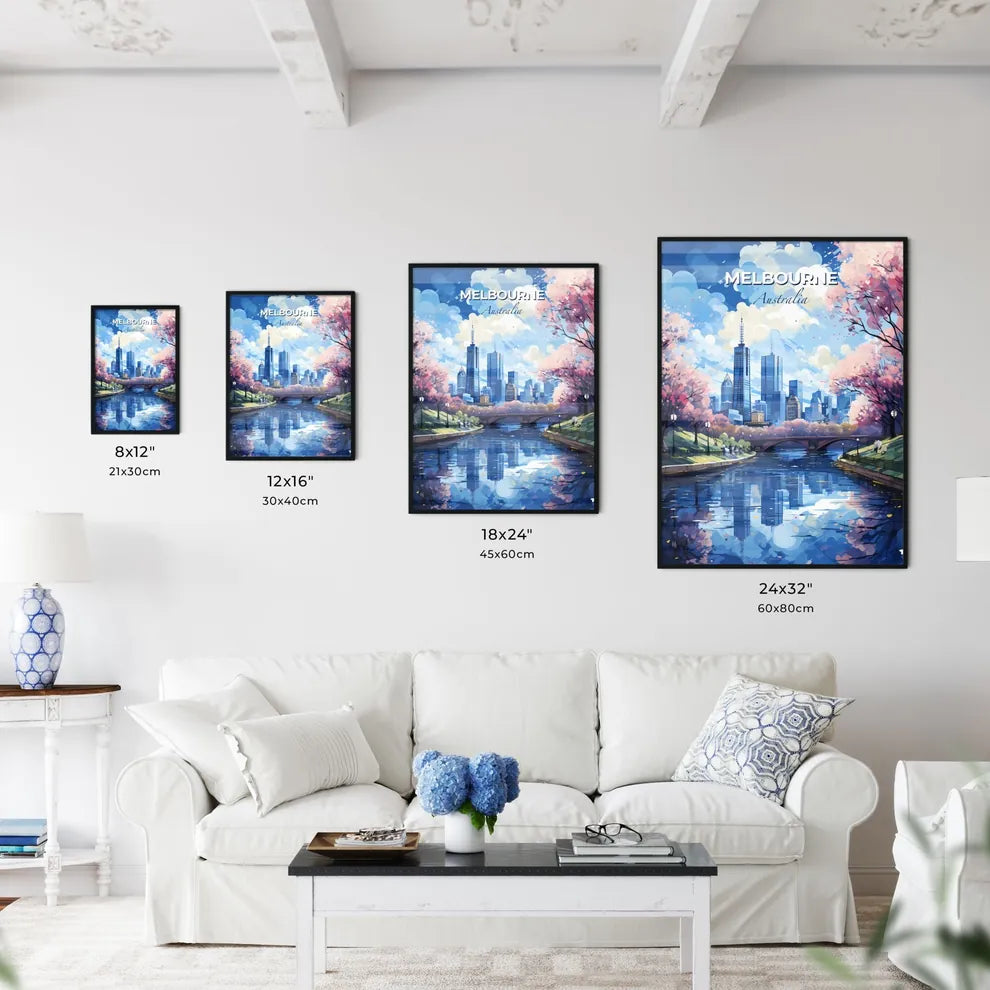 Melbourne Australia Skyline - A River With A Bridge And Trees In The Background - Customizable Travel Gift Default Title