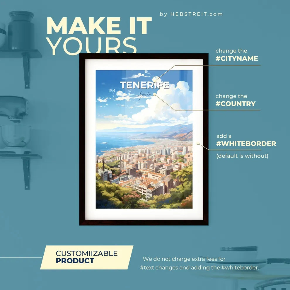 Tenerife Spain Skyline - A City By The Water - Customizable Travel Gift Default Title