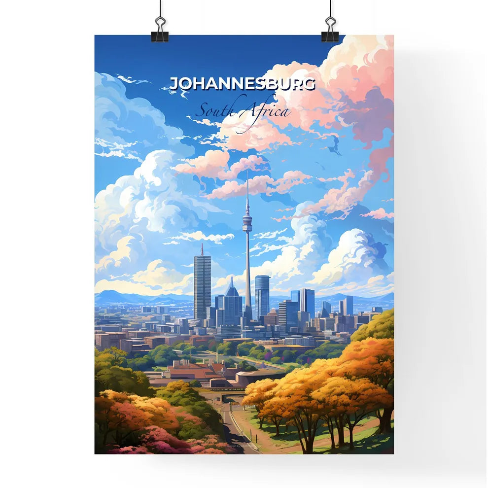 Johannesburg South Africa Skyline - A City With A Tower And Trees - Customizable Travel Gift Default Title