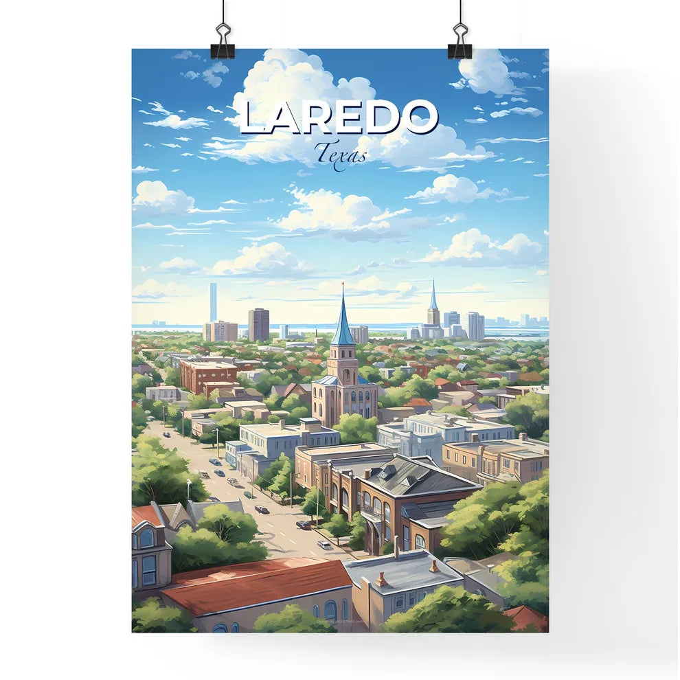 Laredo Texas Skyline - A City With Trees And Buildings - Customizable Travel Gift Default Title