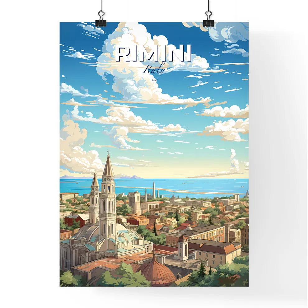 Rimini Italy Skyline - A City With A Church And A Body Of Water - Customizable Travel Gift Default Title