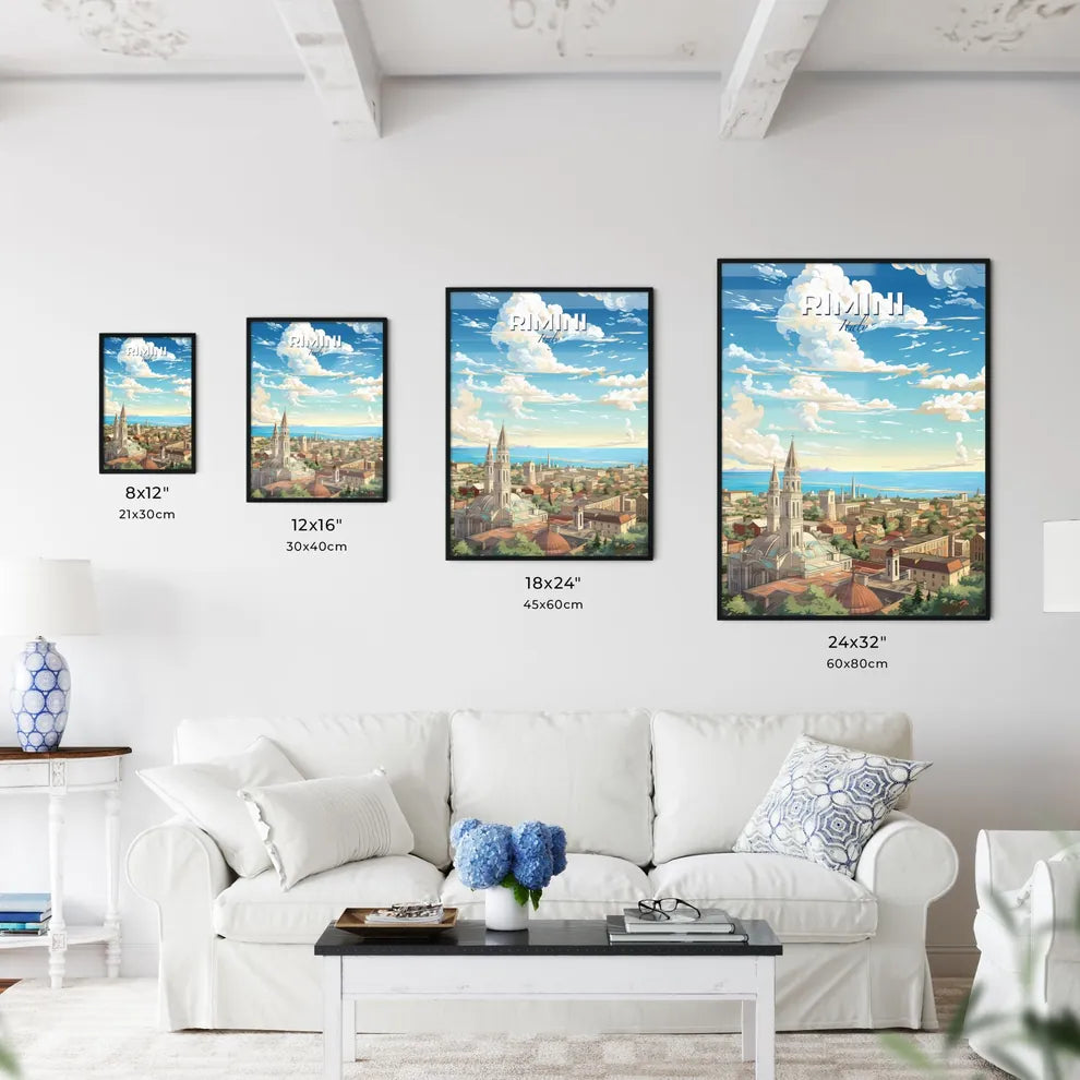 Rimini Italy Skyline - A City With A Church And A Body Of Water - Customizable Travel Gift Default Title