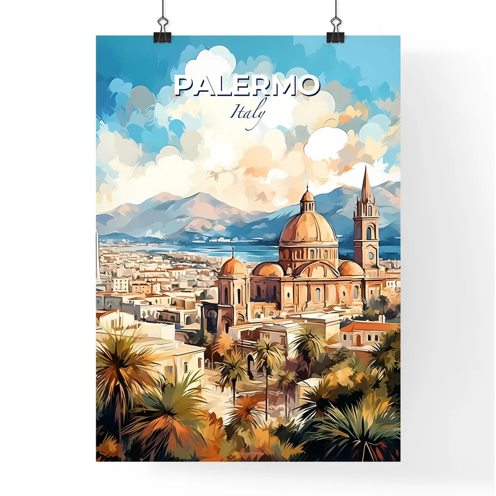 Palermo Italy Skyline - A Building With A Dome And A City In The Background - Customizable Travel Gift Default Title