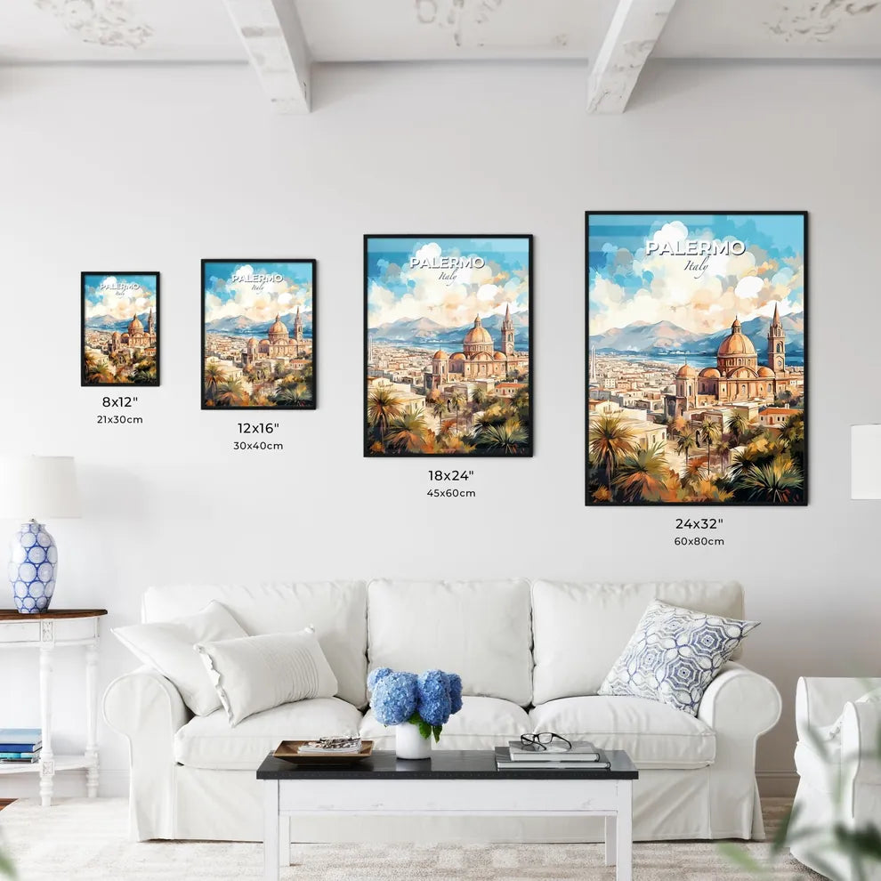 Palermo Italy Skyline - A Building With A Dome And A City In The Background - Customizable Travel Gift Default Title