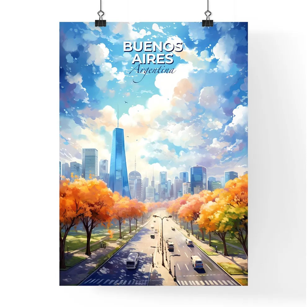 Buenos Aires Argentina Skyline - A Road With Trees And Buildings In The Background - Customizable Travel Gift Default Title