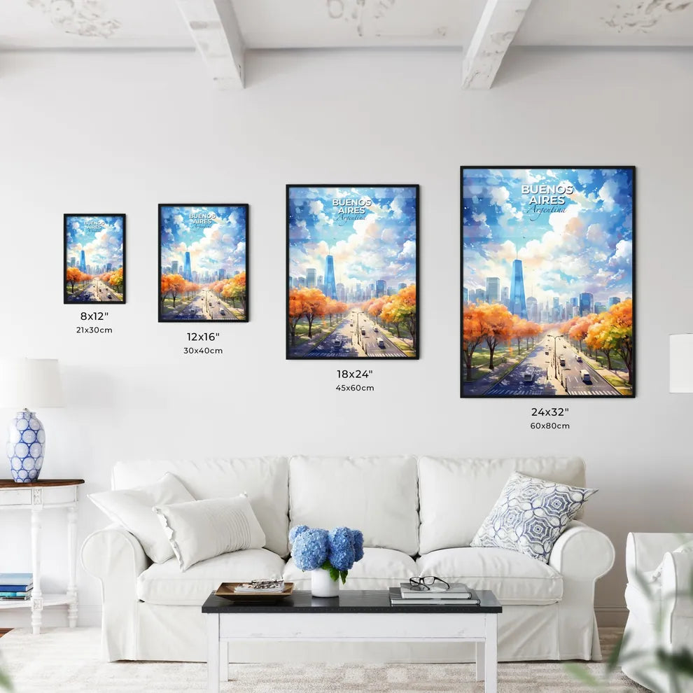 Buenos Aires Argentina Skyline - A Road With Trees And Buildings In The Background - Customizable Travel Gift Default Title