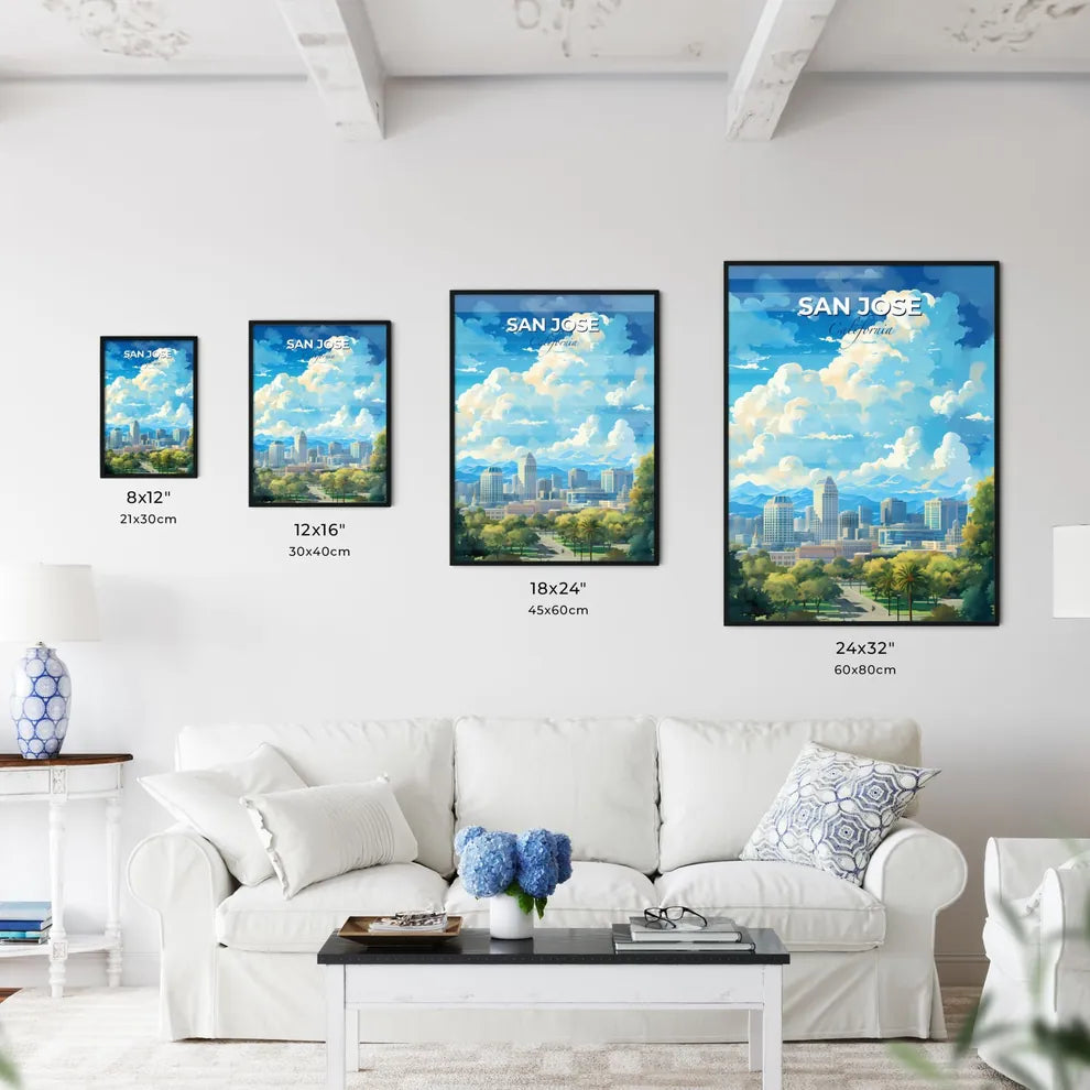 San Jose California Skyline - A Cityscape With Trees And Mountains In The Background - Customizable Travel Gift Default Title
