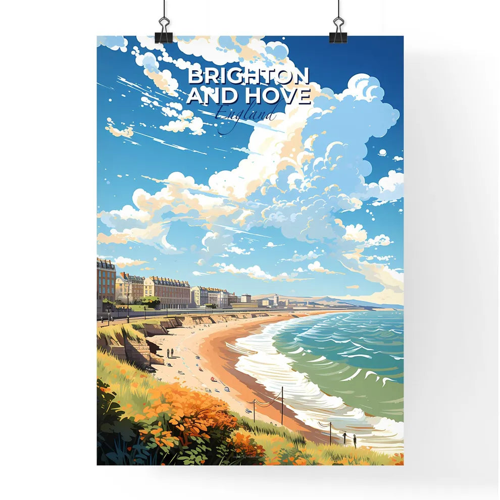 Brighton and Hove England Skyline - A Beach With Buildings And A Body Of Water - Customizable Travel Gift Default Title