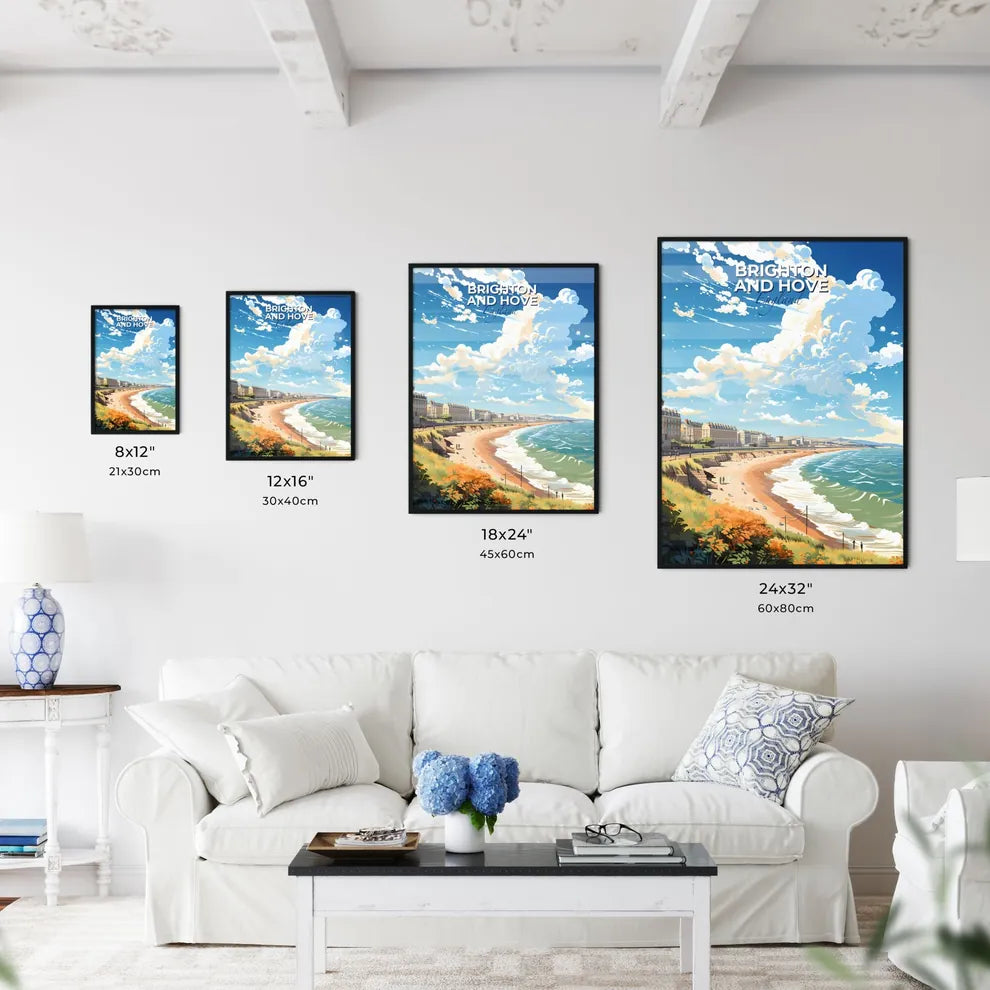 Brighton and Hove England Skyline - A Beach With Buildings And A Body Of Water - Customizable Travel Gift Default Title