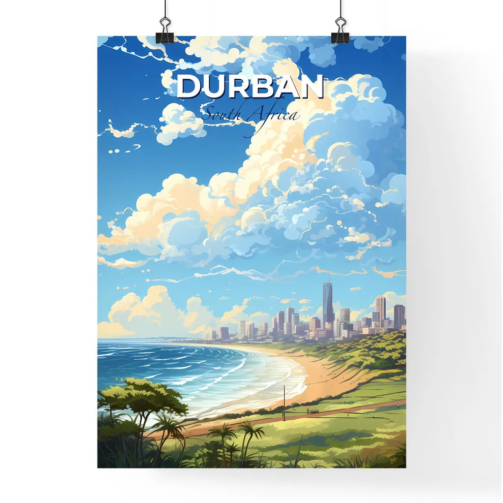 Durban South Africa Skyline - A Beach With A City In The Background - Customizable Travel Gift Default Title
