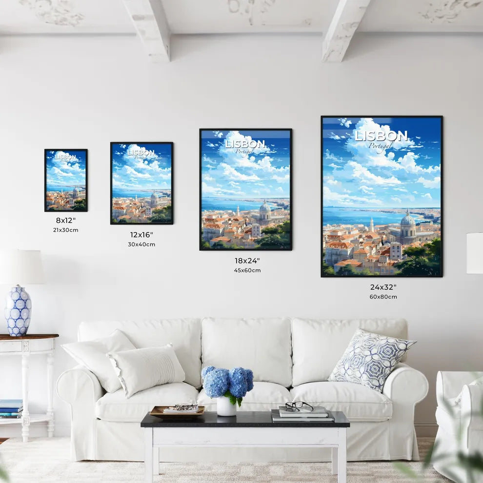 Lisbon Portugal Skyline - A City With A Large Dome And A Body Of Water - Customizable Travel Gift Default Title