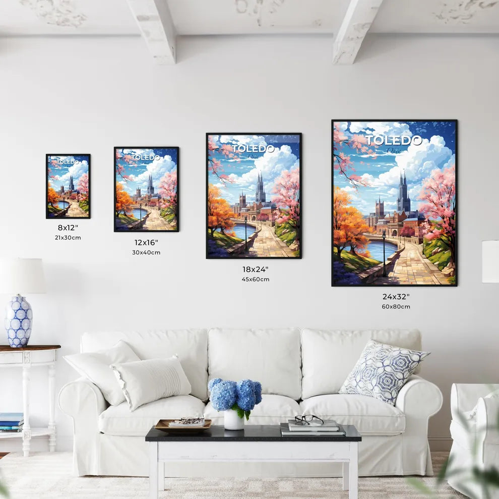 Toledo Ohio Skyline - A River With Trees And A Bridge In The Background - Customizable Travel Gift Default Title