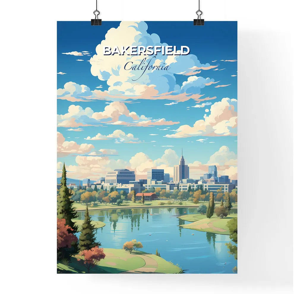 Bakersfield California Skyline - A City By A Lake - Customizable Travel Gift Default Title
