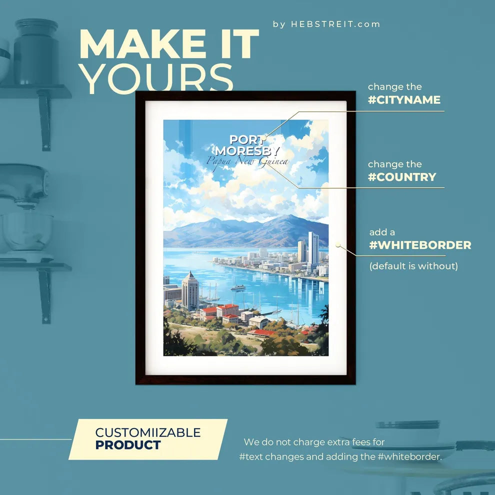 Port Moresby Papua New Guinea Skyline - A City By The Water - Customizable Travel Gift Default Title