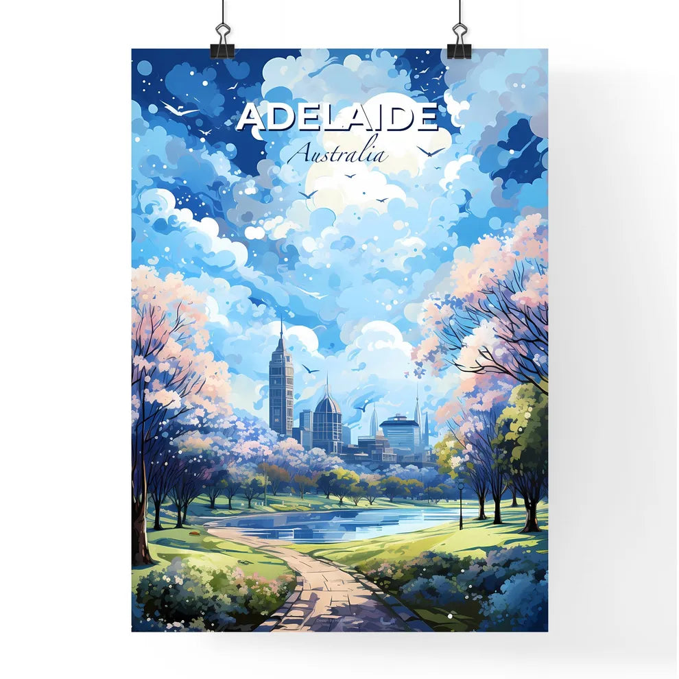 Adelaide Australia Skyline - A Landscape Of A Park With Trees And A City In The Background - Customizable Travel Gift Default Title