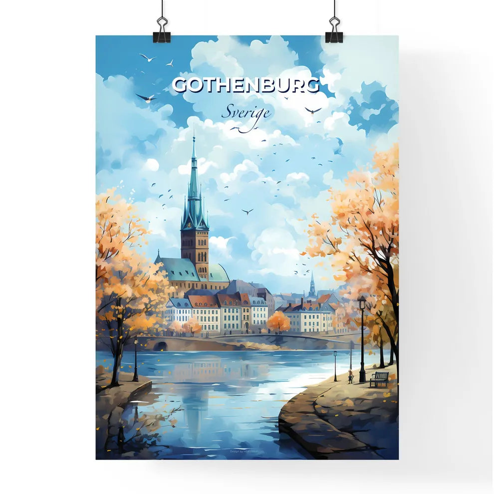 Gothenburg Sverige Skyline - A Painting Of A City With A River And Trees - Customizable Travel Gift Default Title