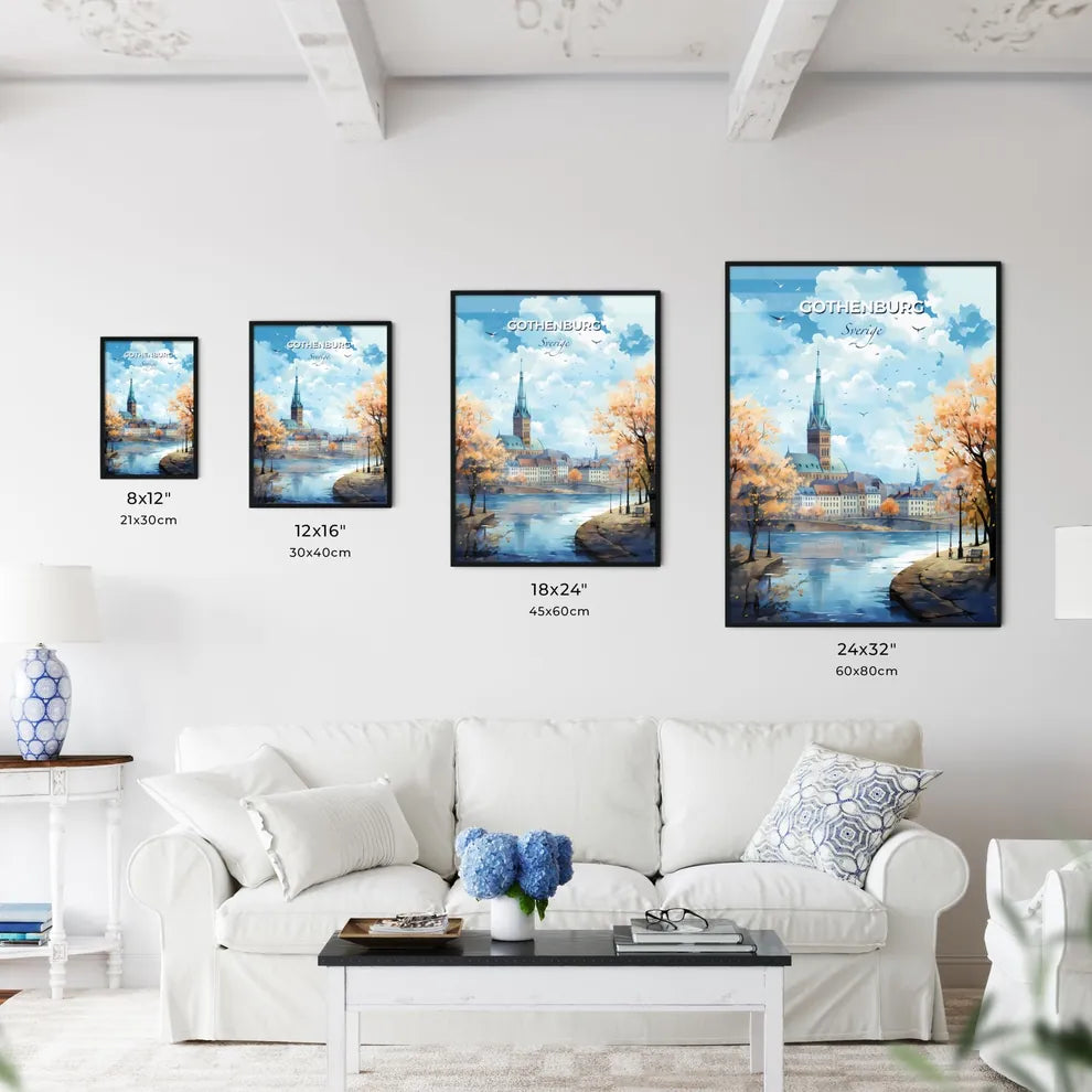 Gothenburg Sverige Skyline - A Painting Of A City With A River And Trees - Customizable Travel Gift Default Title