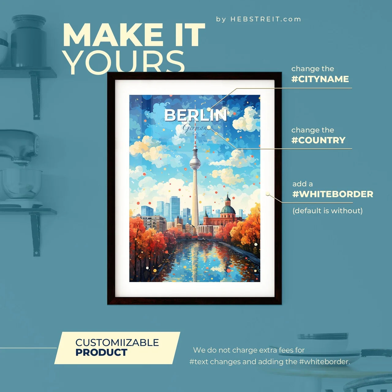 Berlin Germany Skyline - A City With A River And A Tower - Customizable Travel Gift Default Title