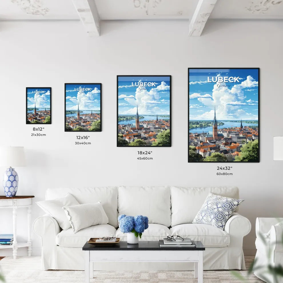 Lubeck Germany Skyline - A City With A Tower And A River - Customizable Travel Gift Default Title