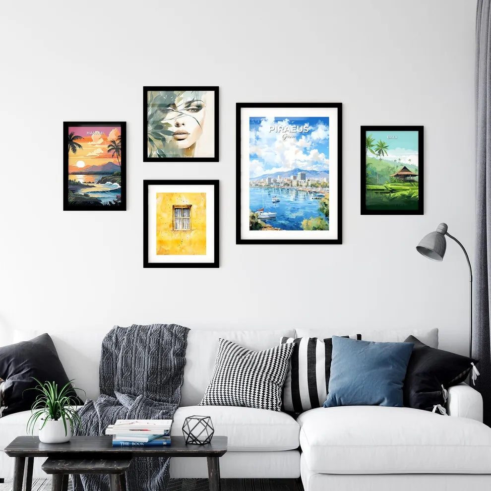 Piraeus Greece Skyline - A Water With Boats And Buildings In The Background - Customizable Travel Gift Default Title