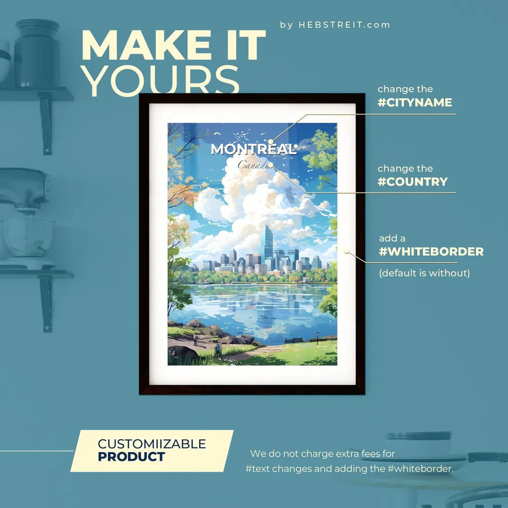 Montreal Canada Skyline - A City By A Lake - Customizable Travel Gift Default Title