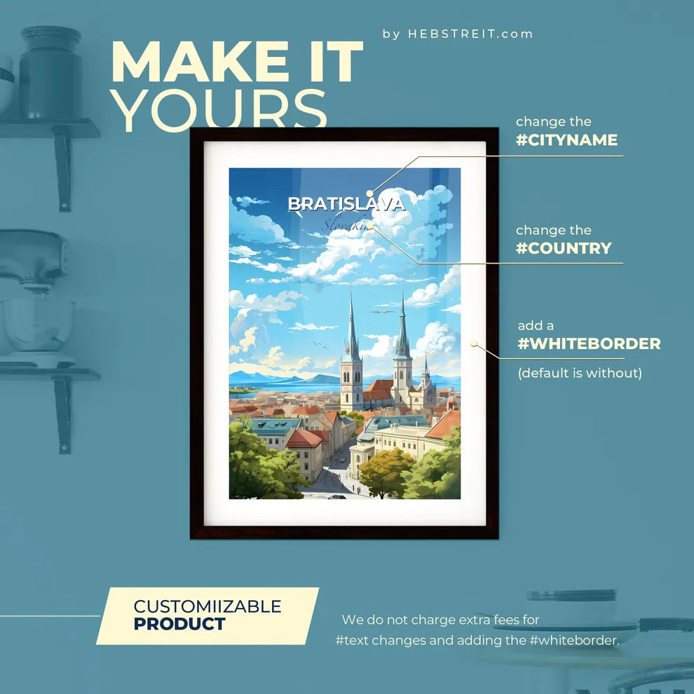 Bratislava Slovakia Skyline - A City With Towers And Buildings - Customizable Travel Gift Default Title