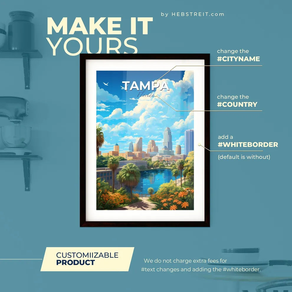 Tampa Florida Skyline - A City With Trees And A River - Customizable Travel Gift Default Title