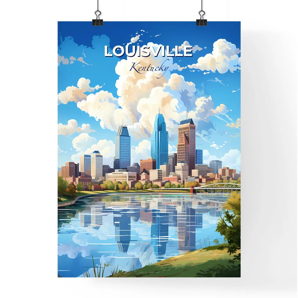 Louisville Kentucky Skyline - A Cityscape With A Bridge Over A Lake - Customizable Travel Gift Default Title