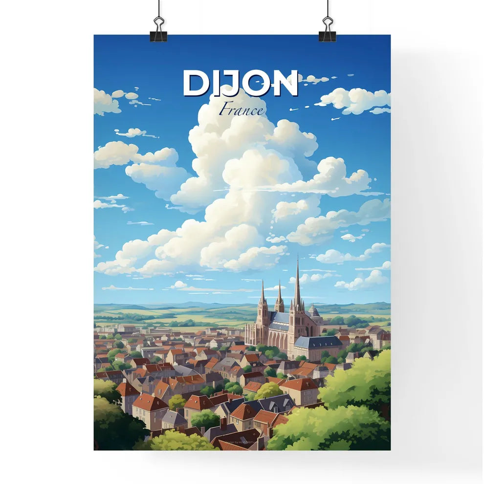 Dijon France Skyline - A City With A Church And Trees - Customizable Travel Gift Default Title