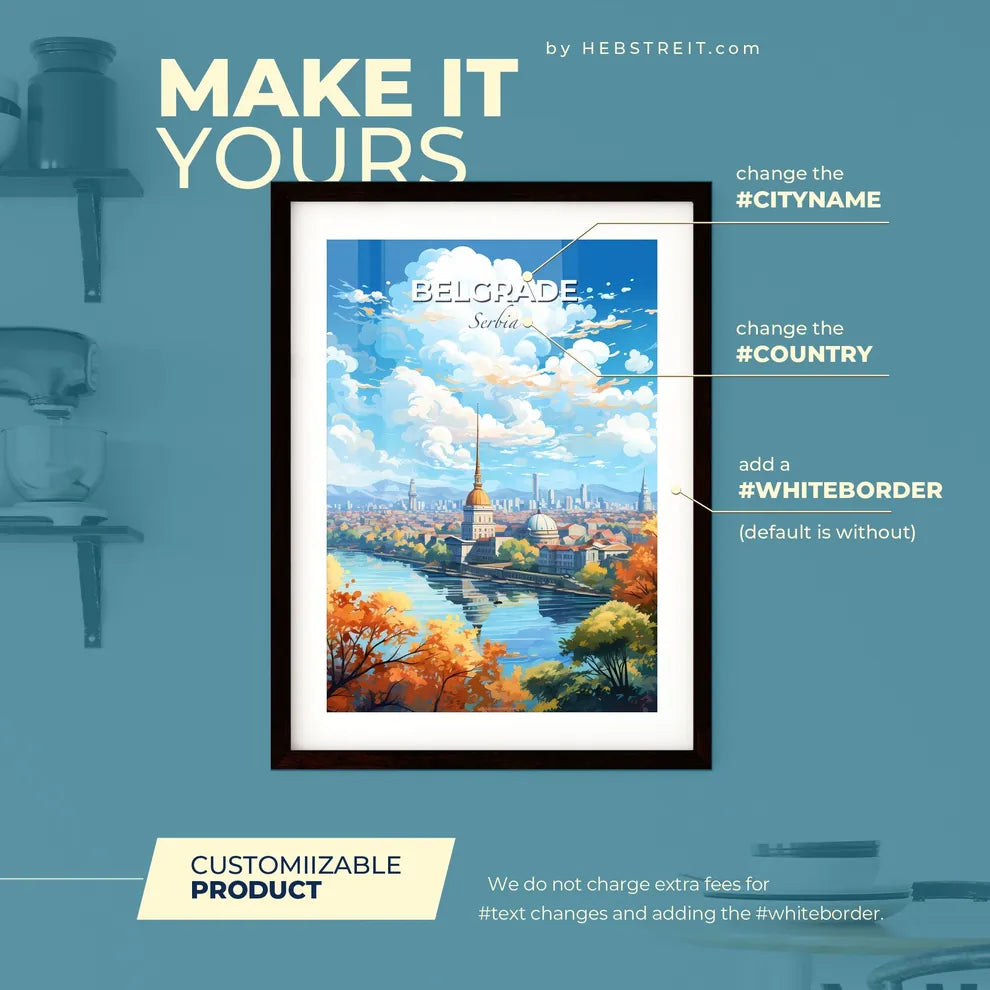 Belgrade Serbia Skyline - A City With A River And Trees - Customizable Travel Gift Default Title