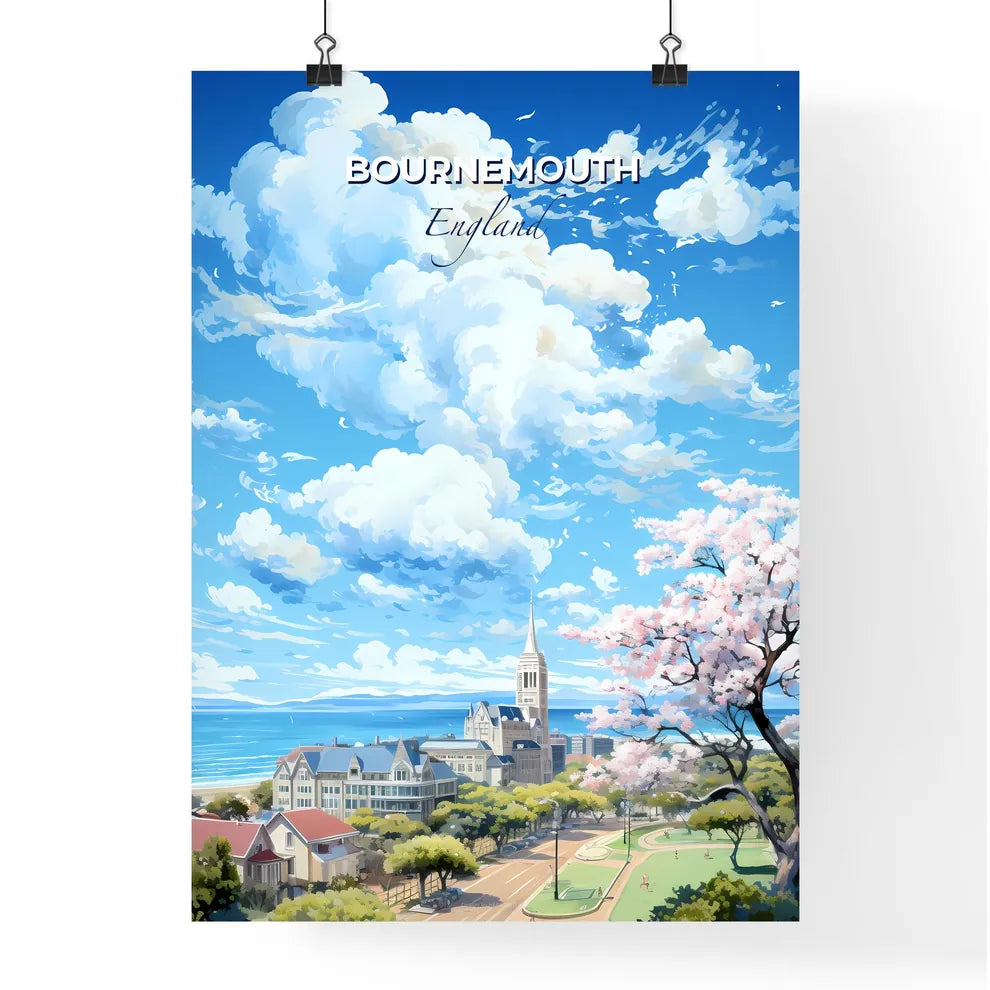 Bournemouth England Skyline - A Landscape Of A City With A Body Of Water And Trees - Customizable Travel Gift Default Title
