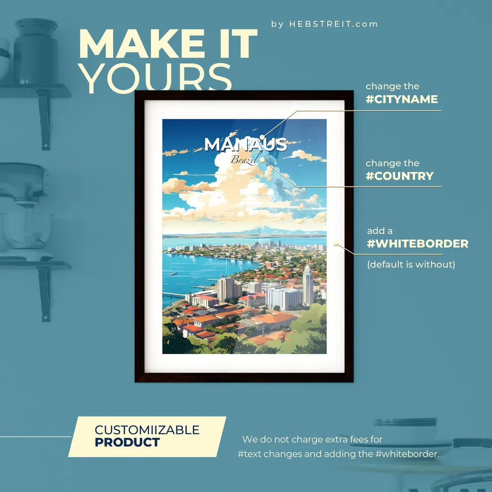 Manaus Brazil Skyline - A City Next To A Body Of Water - Customizable Travel Gift Default Title