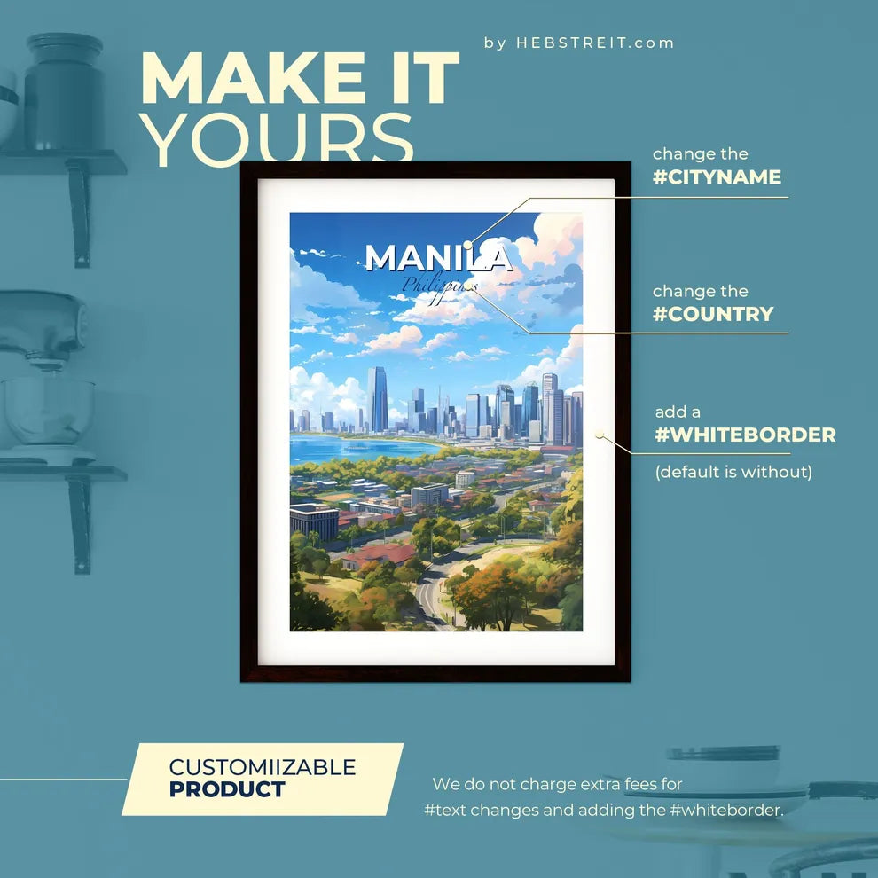 Manila Philippines Skyline - A City By The Water - Customizable Travel Gift Default Title