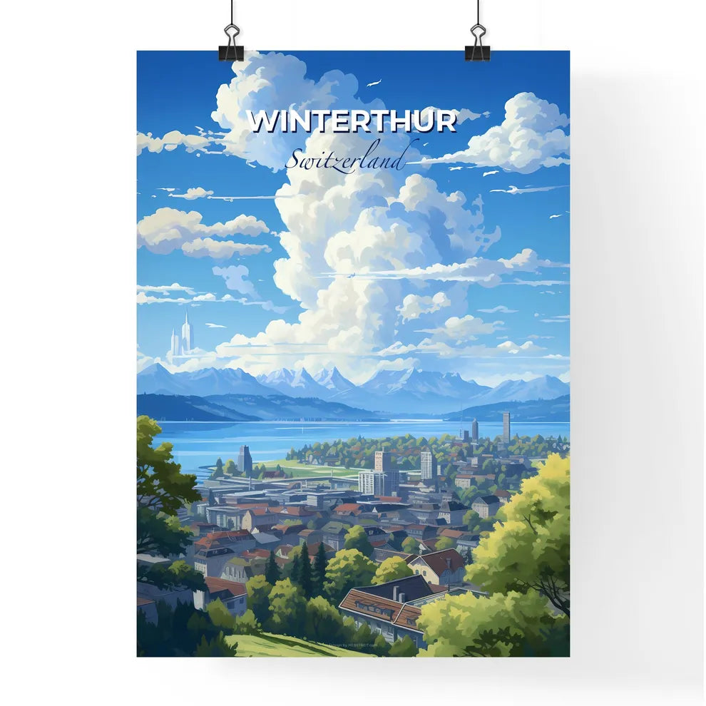 Winterthur Switzerland Skyline - A Landscape Of A City And A Lake - Customizable Travel Gift Default Title
