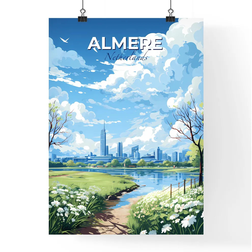 Almere Netherlands Skyline - A River Running Through A City - Customizable Travel Gift Default Title
