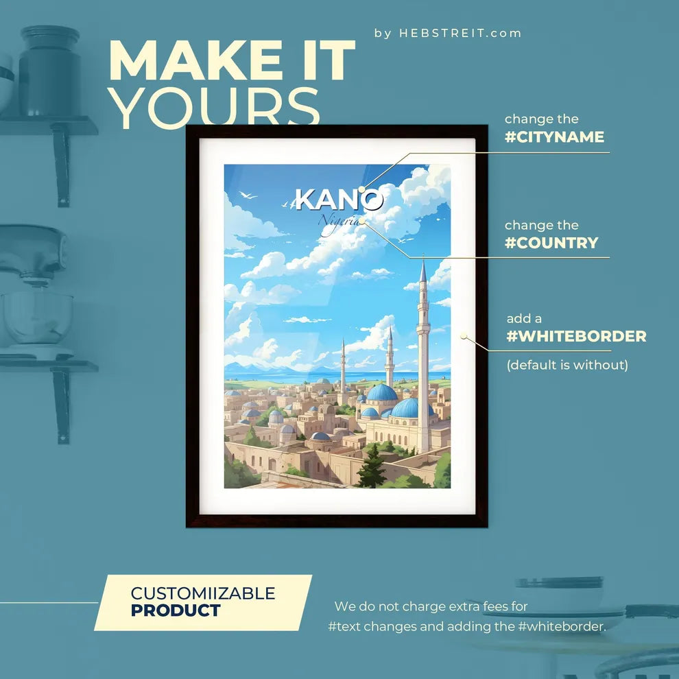 Kano Nigeria Skyline - A City With Towers And Towers - Customizable Travel Gift Default Title