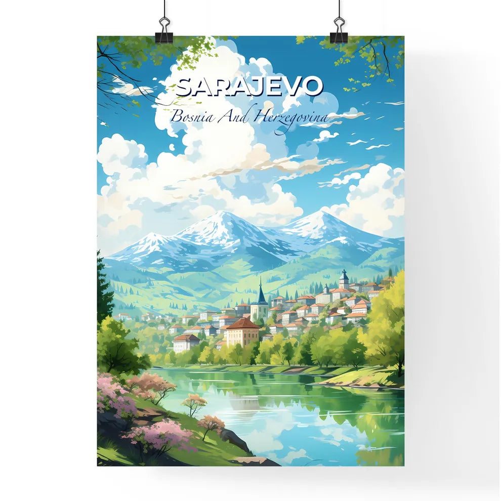 Sarajevo Bosnia And Herzegovina Skyline - A Landscape Of A Town By A River - Customizable Travel Gift Default Title