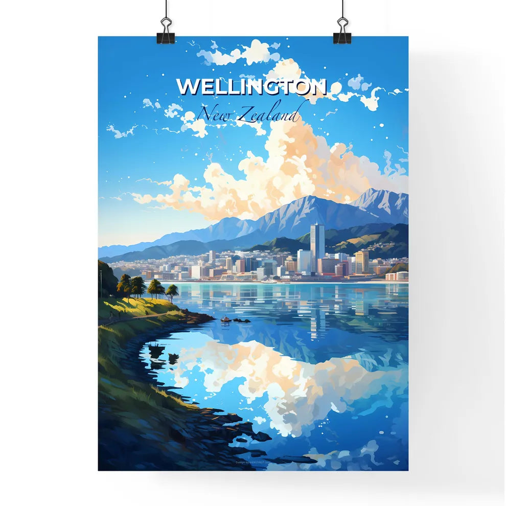 Wellington New Zealand Skyline - A City Next To A Body Of Water - Customizable Travel Gift Default Title