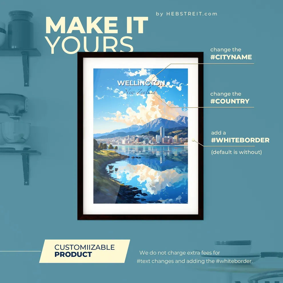 Wellington New Zealand Skyline - A City Next To A Body Of Water - Customizable Travel Gift Default Title