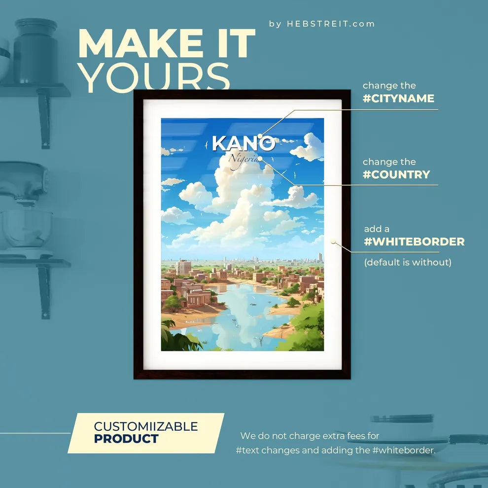 Kano Nigeria Skyline - A City With Buildings And A Body Of Water - Customizable Travel Gift Default Title