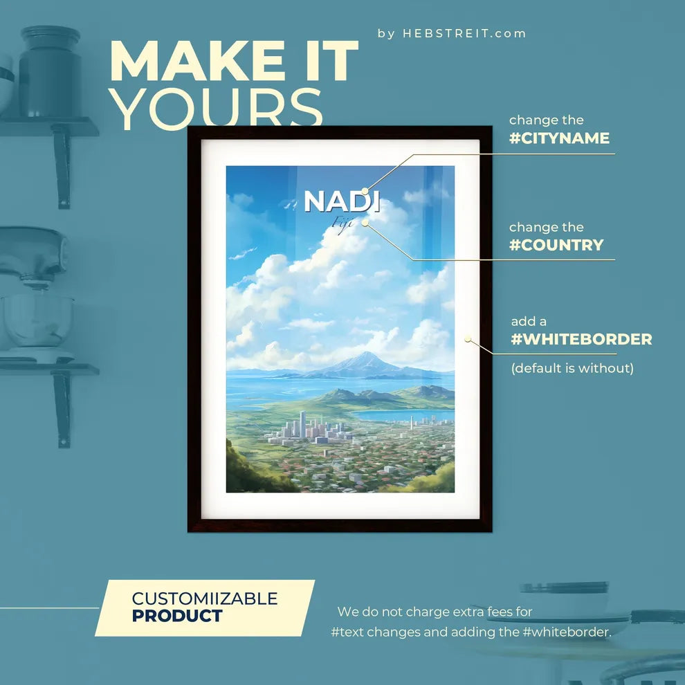 Nadi Fiji Skyline - A City With Buildings And Mountains In The Background - Customizable Travel Gift Default Title