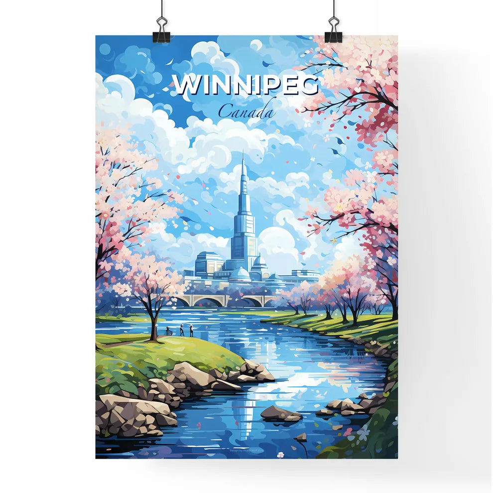 Winnipeg Canada Skyline - A River With Trees And A Building In The Background - Customizable Travel Gift Default Title