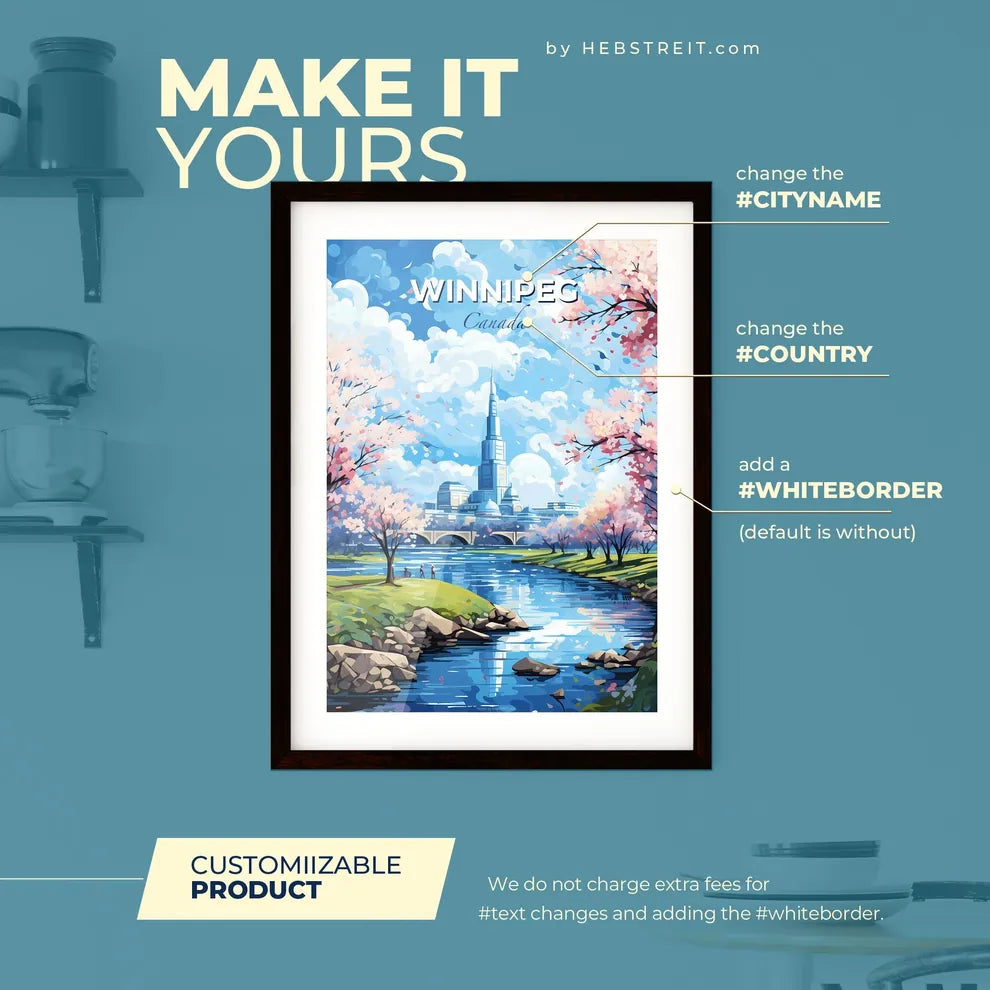 Winnipeg Canada Skyline - A River With Trees And A Building In The Background - Customizable Travel Gift Default Title